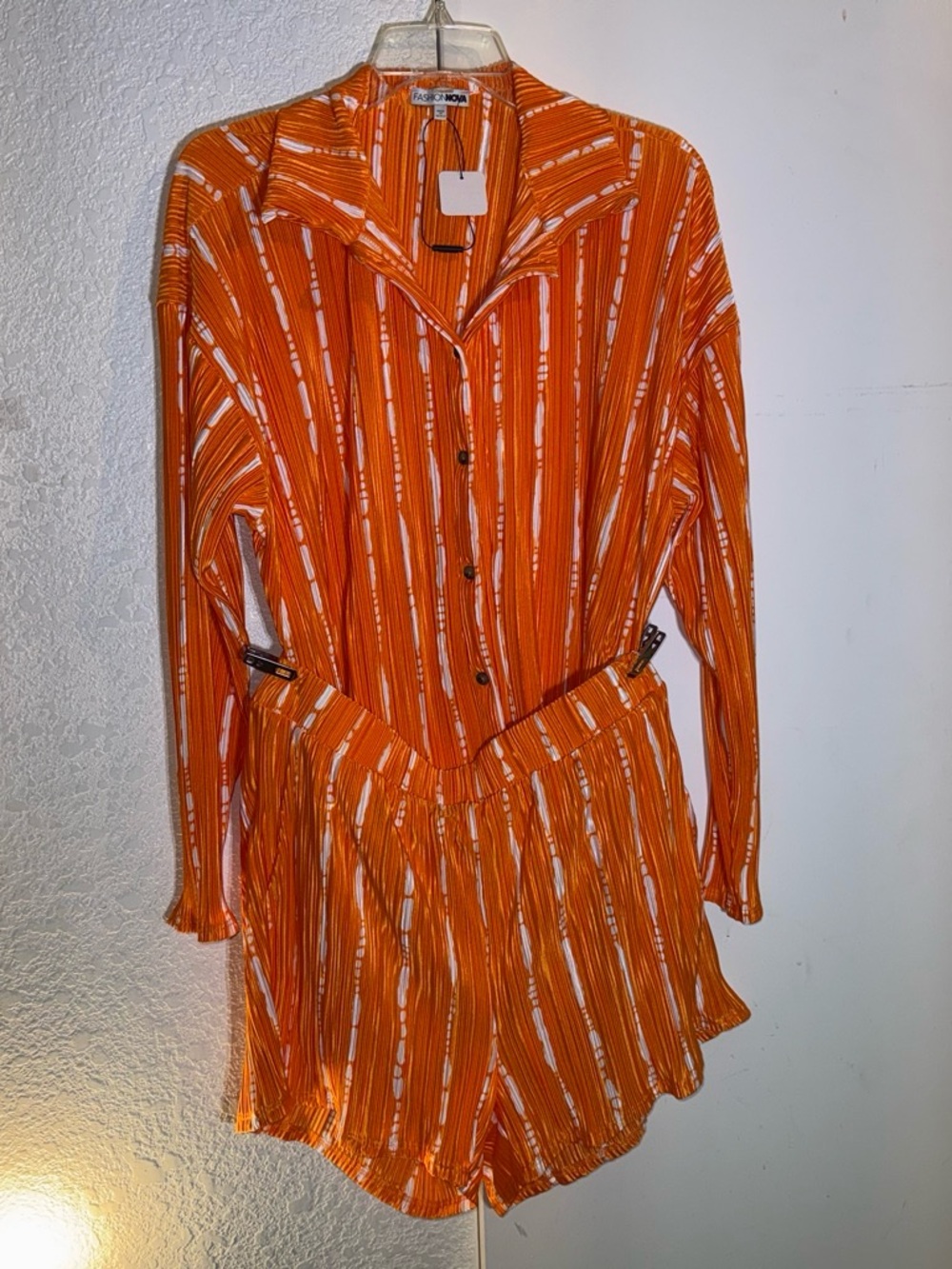 Fashion Nova Orange and White Striped for womens set